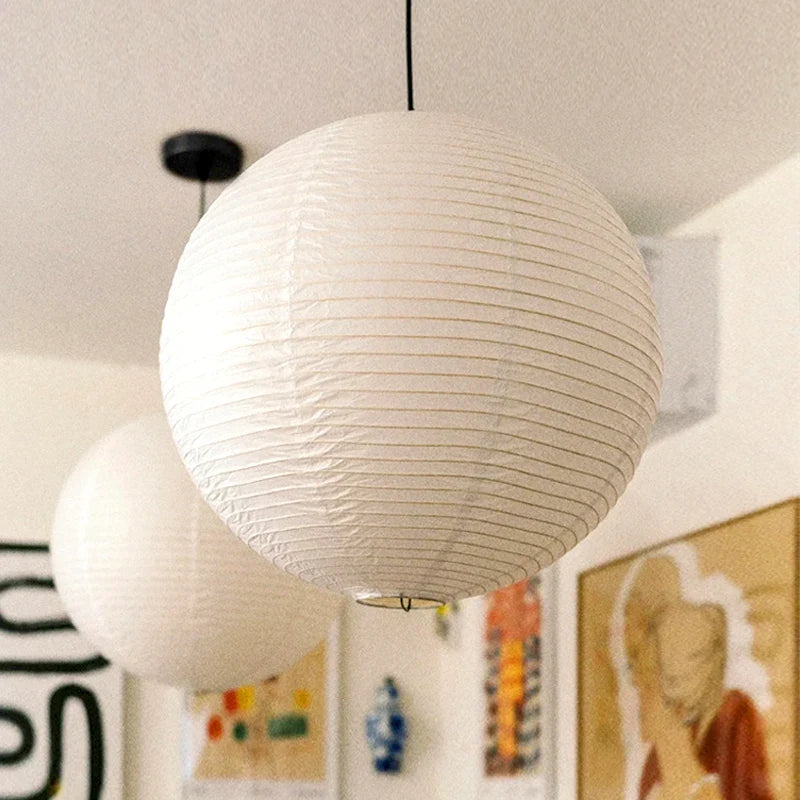 Japanese Washi Paper Sphere Pendant Light Sorane - Lifestyle View, 60cm