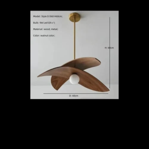 Natural Wood Sculptural Pendant Light Braelon – Product Detail 9