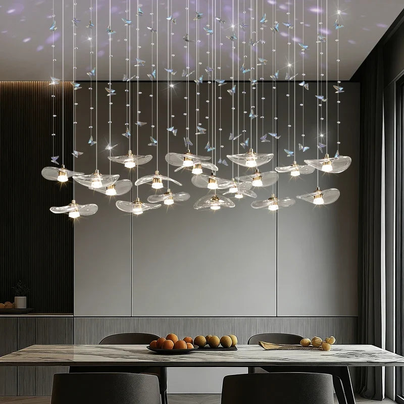 Crystal Butterfly & Glass Lotus Chandelier – Belloria – Lifestyle View 2
