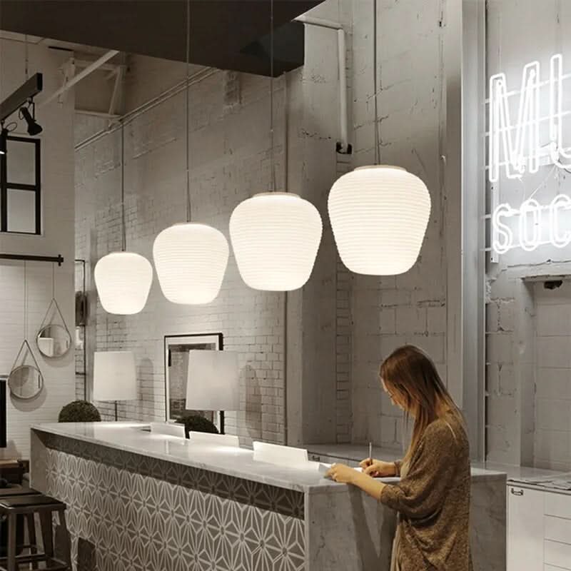 Scandinavian Ribbed Opal Pendant Light Solvik – Product Detail 8