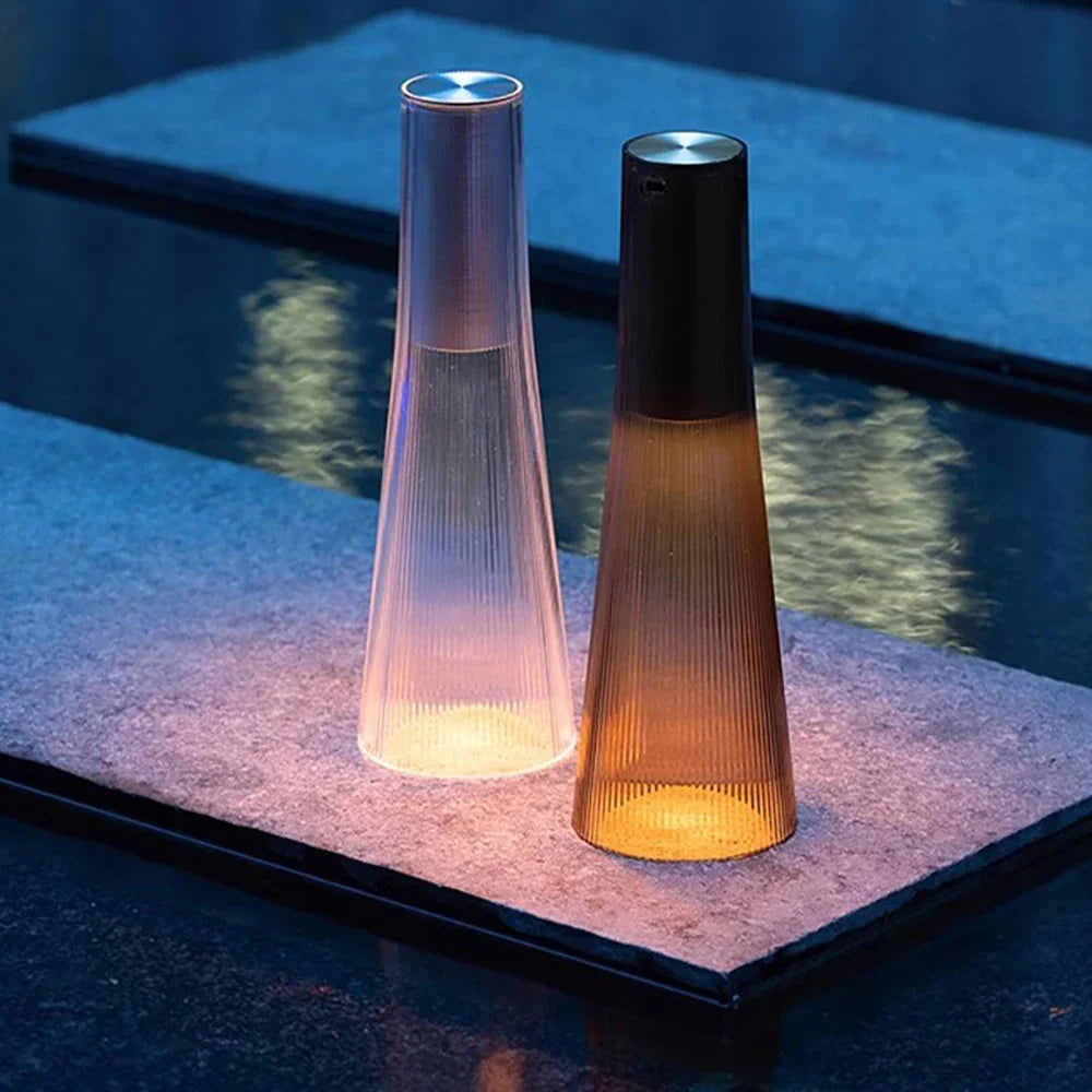 Cordless Fluted Table Lamp Ilvara – Lifestyle Poolside Duo
