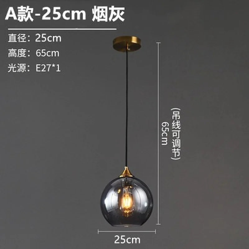 Smoked Glass Globe Pendant Light – Izaelvix – Product Detail 7
