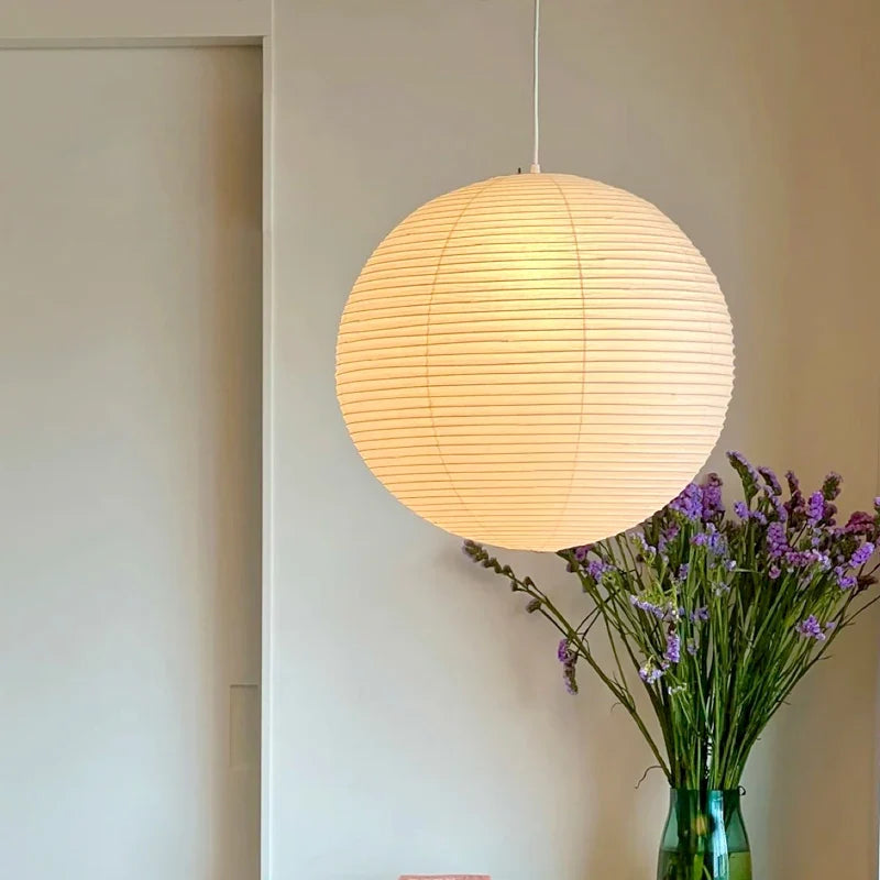 Japanese Washi Paper Sphere Pendant Light Sorane - Lifestyle View, 40cm