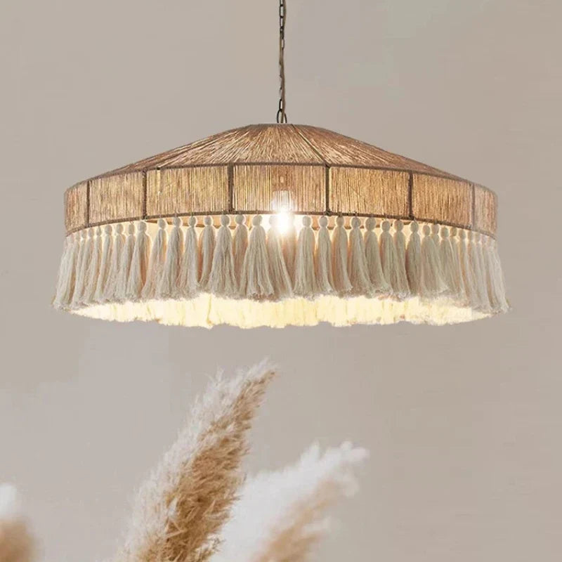 Wabi-Sabi Hemp Rope Tassel Pendant Light – Ysavion – Hero Shot