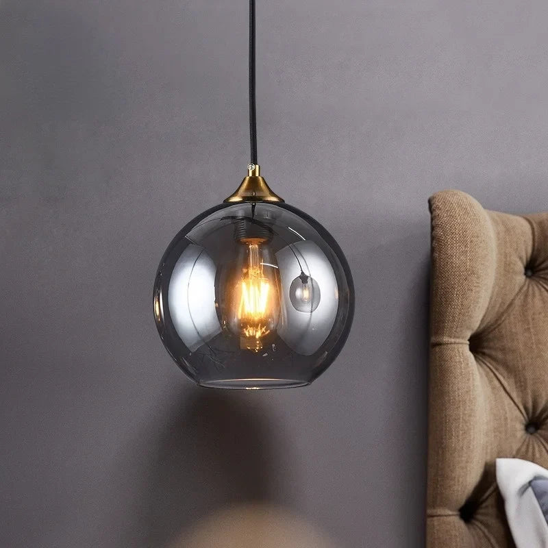 Smoked Glass Globe Pendant Light – Izaelvix – Hero Shot