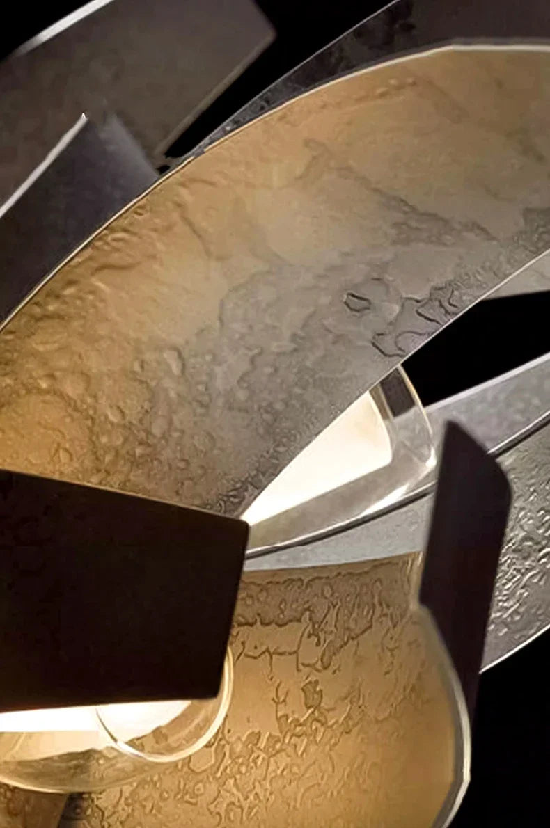 Sculptural Metal Ribbon Chandelier Karox – Hammered Metal Texture Detail