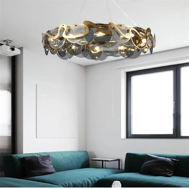 Stone Glass Sphere Chandelier Sraelion – Hero Shot
