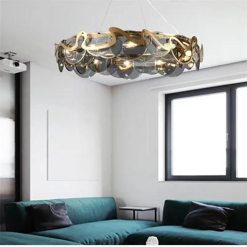 Stone Glass Sphere Chandelier Sraelion – Hero Shot