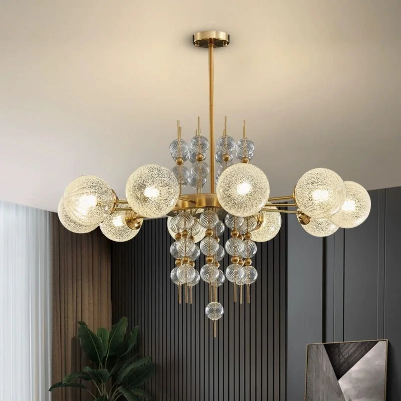 Brass Frosted-Glass Sputnik Chandelier – Kalion