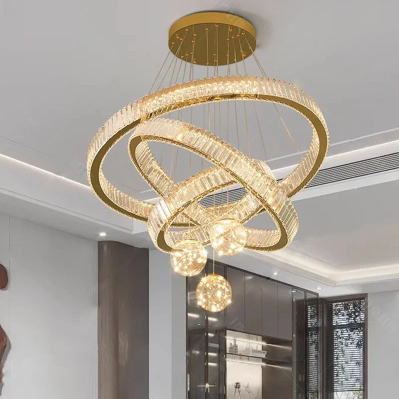 Cascading Crystal Ring Chandelier Crystallex – Lifestyle View 2