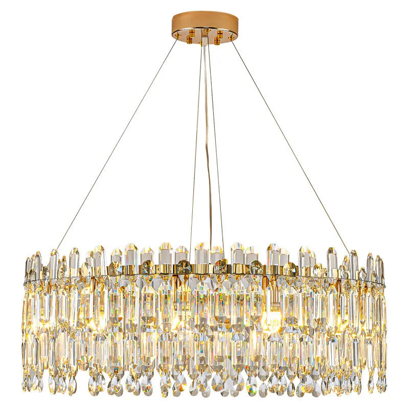 Luminara multi-tier crystal chandelier - studio detail view on white background
