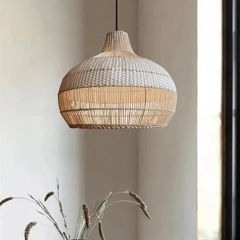 Nordic Rattan Drum Pendant Light Etavorn – Hero Shot