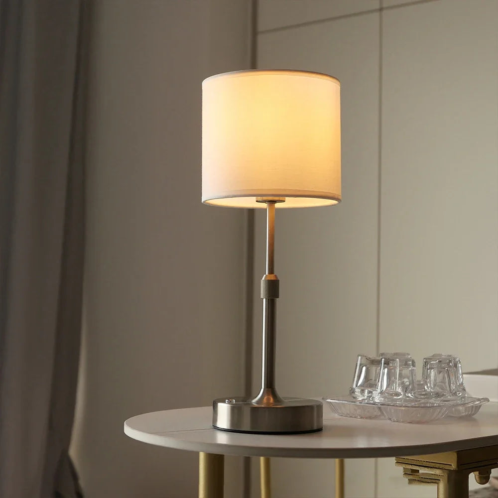 Cordless Bedside Table Lamp – Luxandor – Traditional Shade, Gold