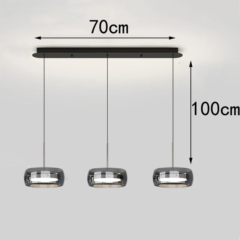 Bsaelix pendant chandelier – Black, 3 Lights configuration, dimensions