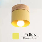 Scandinavian Wood-Cap Cylinder Pendant Light Wtaelindra – Yellow