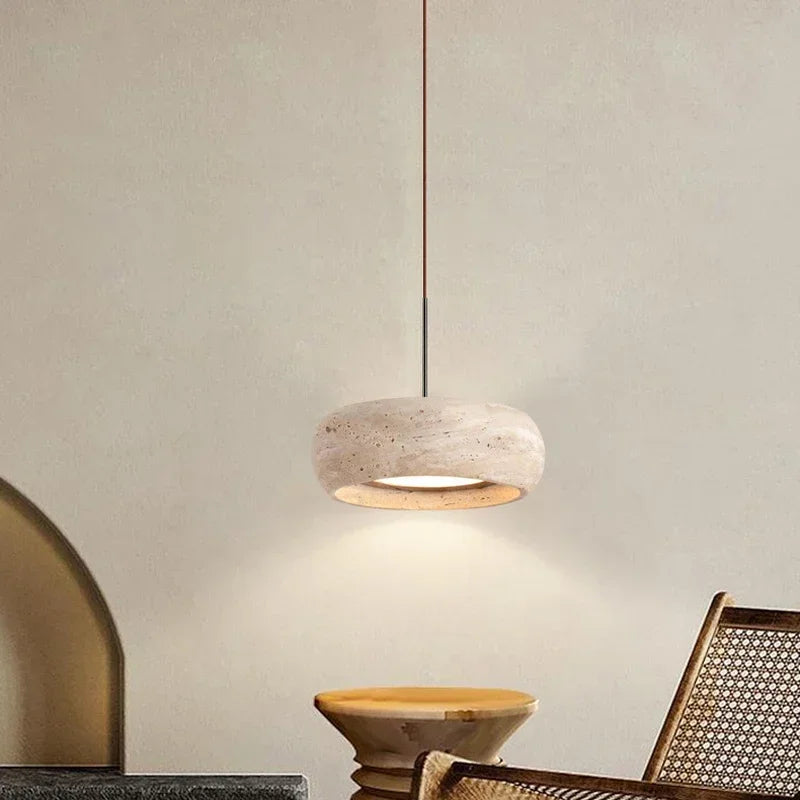 Travertine Ring Pendant Light – Anelith – Hero Shot
