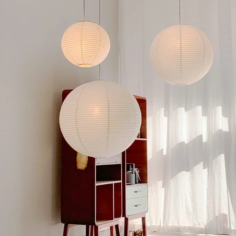 Mwaelinth ribbed paper globe pendant light