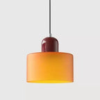 Pelindra Stained Glass Pendant – Amber Shade / Burgundy Cap