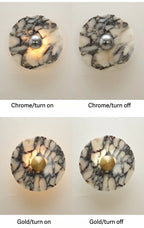 Marble Disc Brass Centre Wall Sconce – Marbrion – On/Off Detail