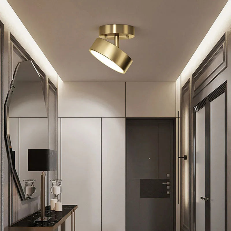 Hand-Finished Copper Disc Ceiling Light Coprevo – Adjustable Swivel Head Detail