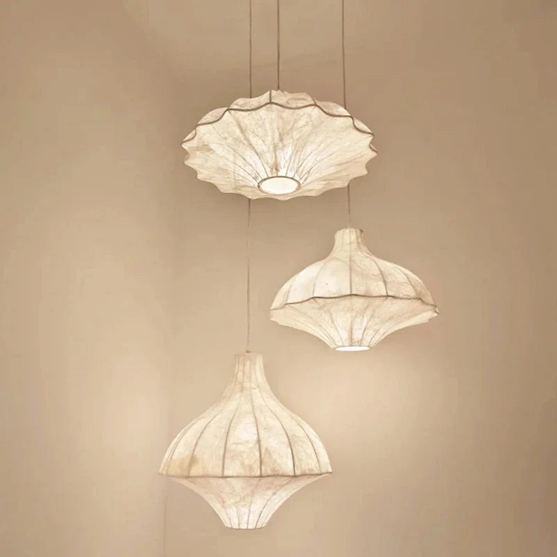 Ethereal Silk Dome Pendant Light Helvantis – Lifestyle View 4