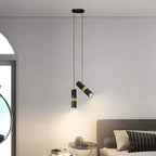 Polanthos black and gold twin-head pendant, bedroom lifestyle