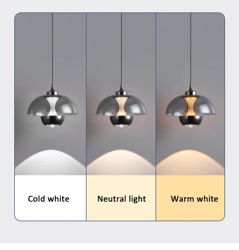 Glass Dome & Inner Mesh Pendant Light – Cvrix – Cold, Neutral and Warm White Comparison