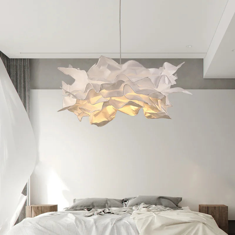 Selvoria sculptural paper pendant light – bedroom lifestyle view