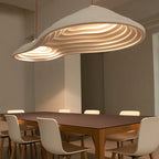 Sculptural Ribbed Wave Pendant Light Amberon – Lifestyle Long Table View
