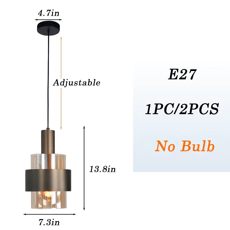 Fluted Amber Glass Pendant Light Pyrmont – Dimensions and E27 Socket