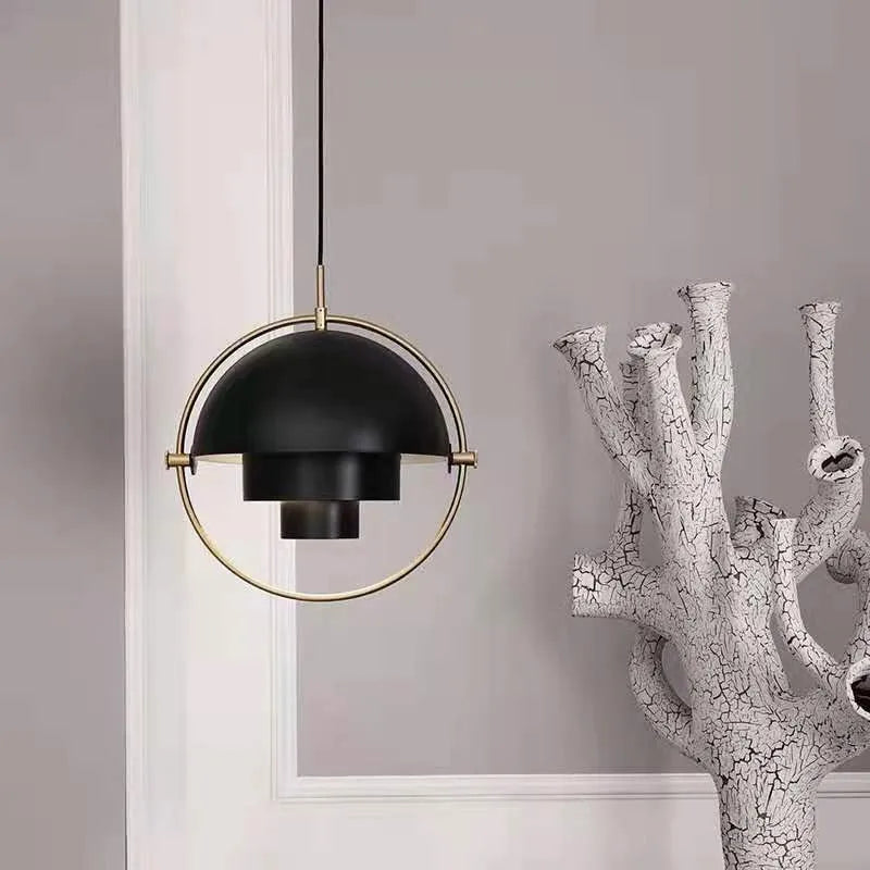 Rotating Ring Dome Pendant Light Utaelorn – Lifestyle in Black