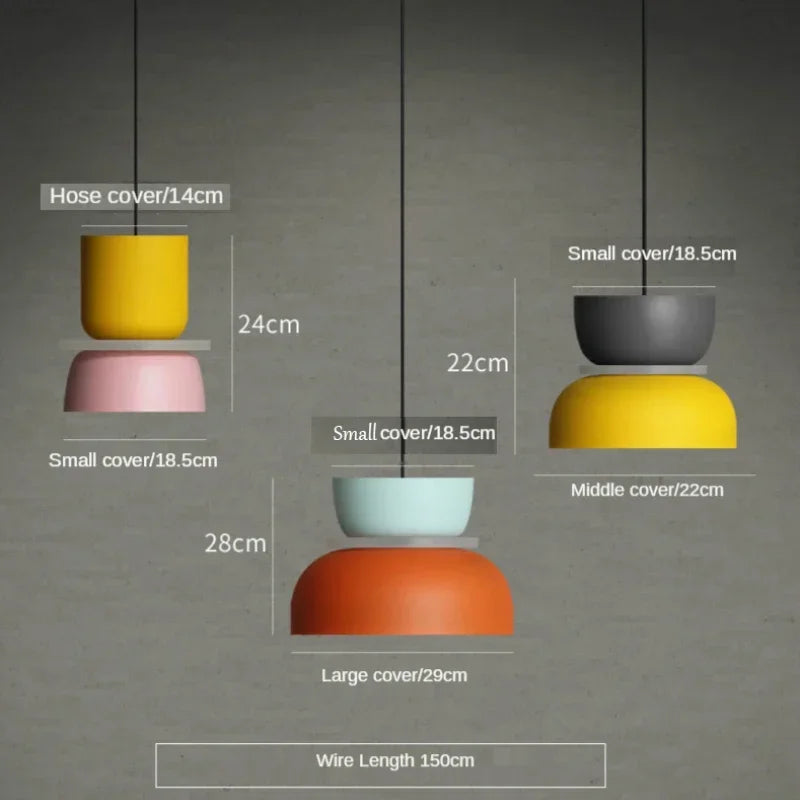 Two-Tone Macaron Dome Pendant Light Myaelorn – Small, Medium and Large Size Comparison