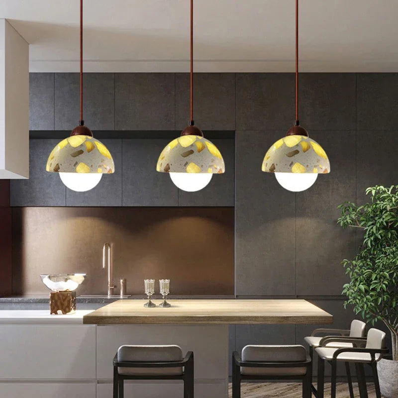 Terrazzo Stone Dome Pendant Light Gvaelindra – Kitchen Island Trio