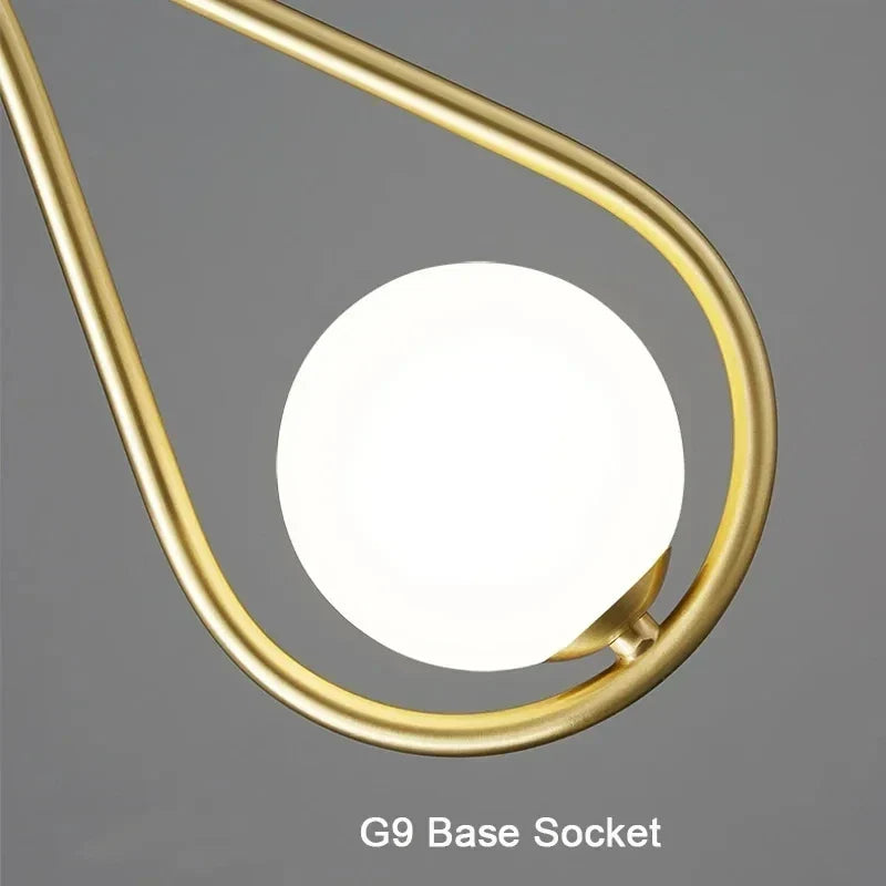 Modern Wire-Frame Glass Globe Pendant Light Veloran – G9 base socket detail
