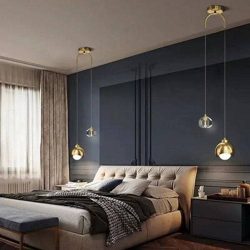 Soft Gold Minimal Pendant Light Aurleth – Lifestyle View 2