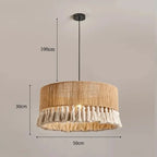 Handwoven Hemp Rope Tassel Pendant Light – Laelith – Drum Pendant 50cm