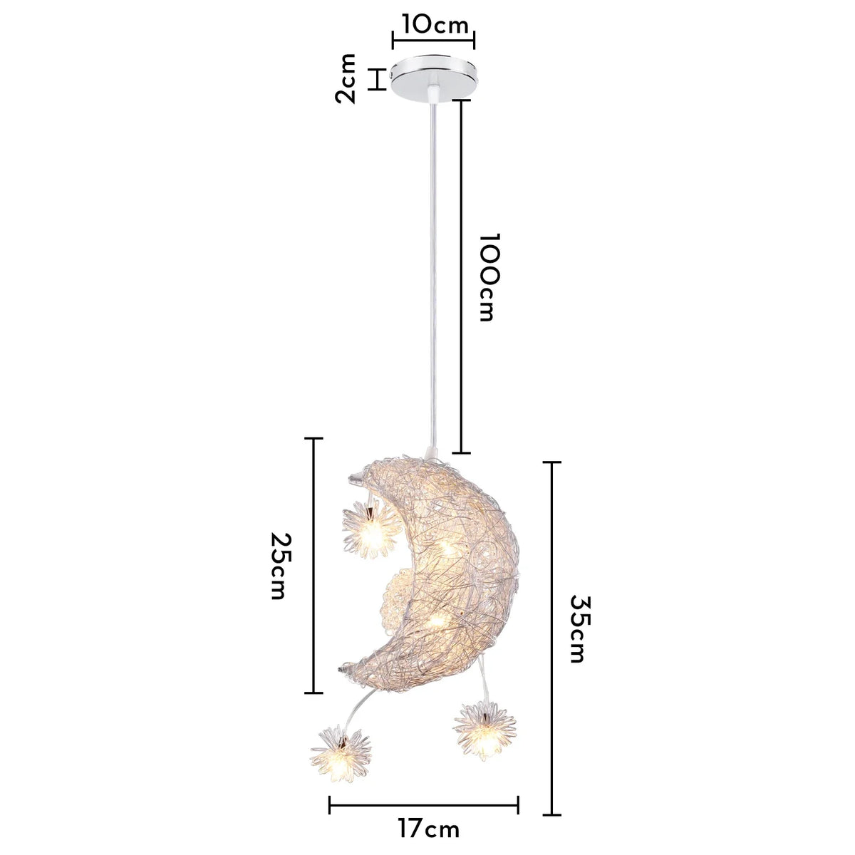 Csaelinth Medium Pendant, Warm White – Dimensions 17 x 25cm, 100cm Drop