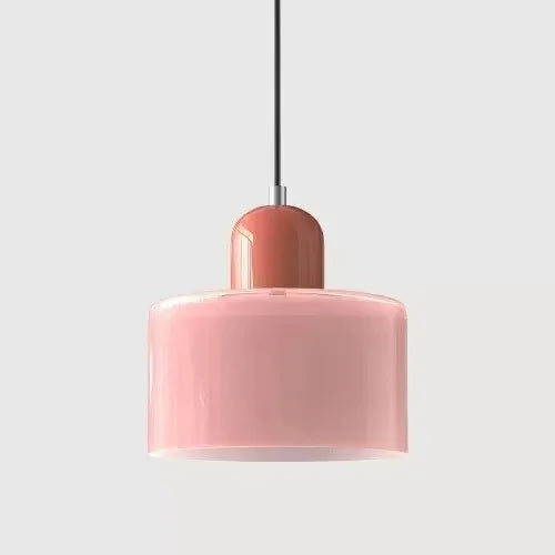 Pelindra Stained Glass Pendant – Blush Pink Shade / Terracotta Cap