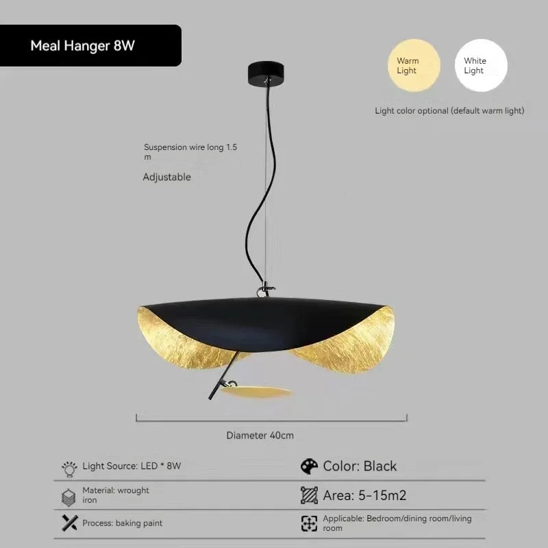 Sculptural Gold-Leaf Petal Pendant Light – Revonthal – Black 40cm Size Chart