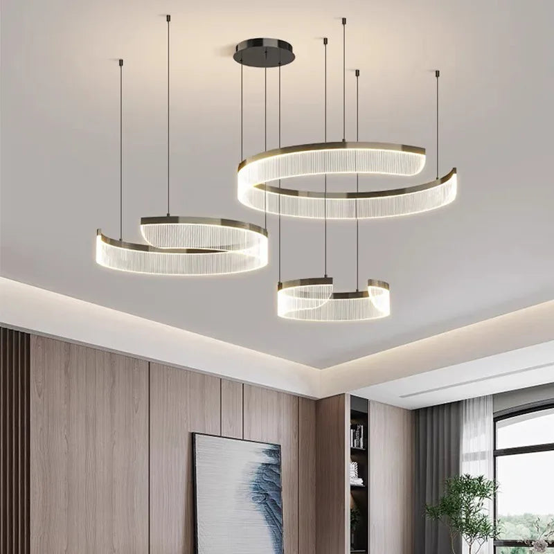 Geometric Acrylic Disc Chandelier Ywaelvix – Lifestyle View 2