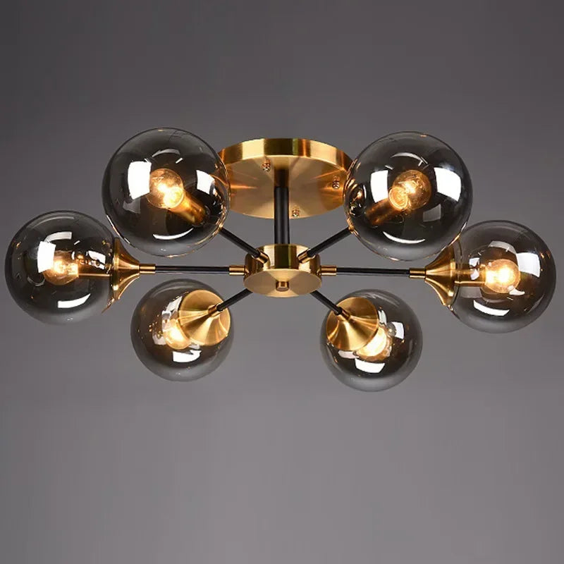 Glass Globe Sputnik Chandelier Szaelindra - 6-Head clear glass, living room lifestyle