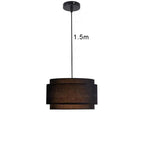 Tiered Linen Drum Pendant Light – Ccelindra – Black Studio Shot