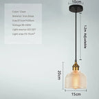 Ribbed Glass Bell Pendant Light Gilnox – Clear Dimensions