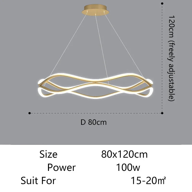 Sculptural Wave Aluminum LED Pendant Light – Dovelux – Product Detail 7