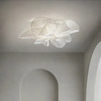 Igronex white pleated ribbon flower ceiling light in a bright hallway