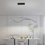Double-Wave Aluminum LED Linear Pendant Light Cerox – Black, close view