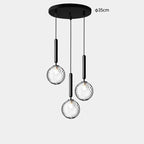 Modern Glass Globe Pendant Light Hovrix - Cascading Trio (Ø35cm), Black & Clear Glass