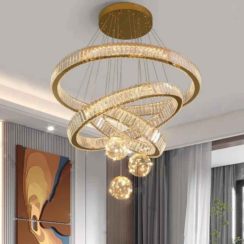 Cascading Crystal Ring Chandelier Crystallex – Lifestyle View