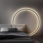 Minimalist Circular LED Wall Sconce Adelvox – Open Ring Black Lifestyle