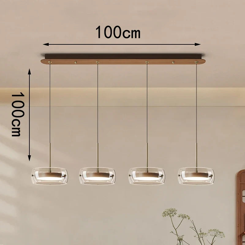 Bsaelix pendant chandelier – Walnut, 4 Lights configuration, dimensions